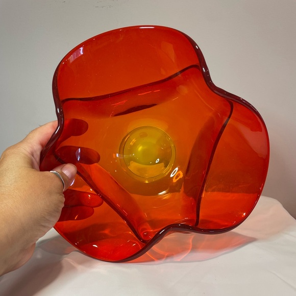 Glass Viking Serving Bowl in Orange - Picture 3 of 6